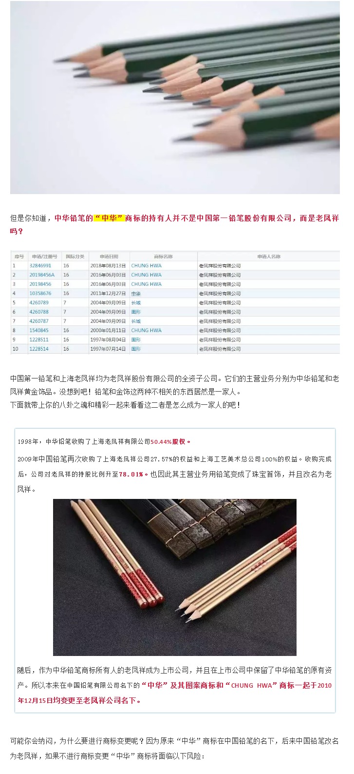 高考倒計(jì)時(shí)||你知道中華鉛筆的商標(biāo)持有人是老鳳祥嗎？