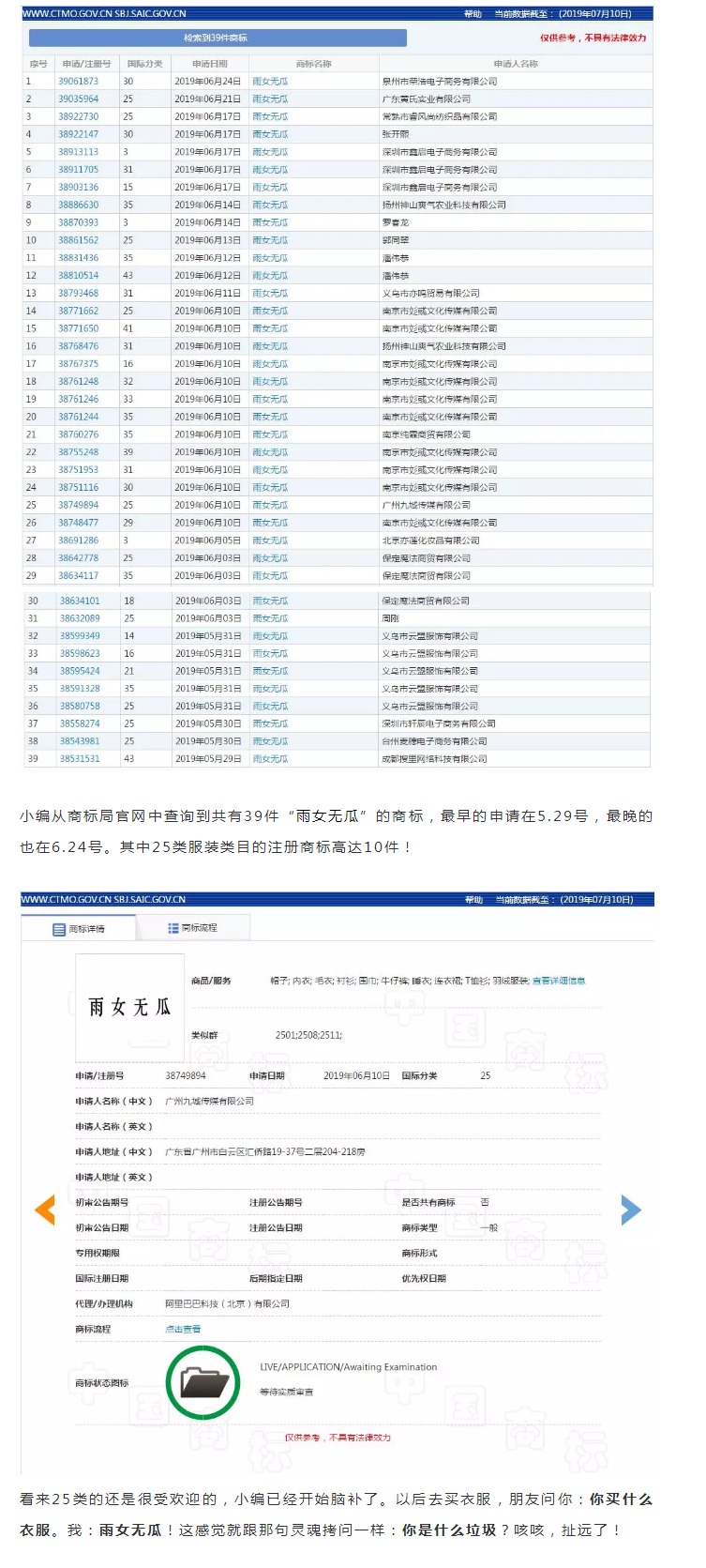 從“雨女無瓜”出發(fā)，淺談網(wǎng)絡(luò)熱詞是否可以被注冊為商標！
