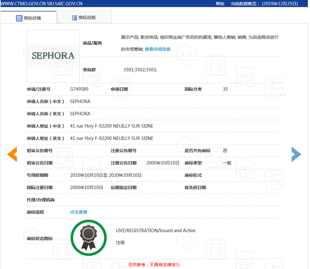 美妝巨頭絲芙蘭被東莞某公司搶注商標(biāo)了？