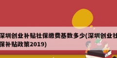 深圳創(chuàng)業(yè)補貼社保繳費基數(shù)多少(深圳創(chuàng)業(yè)社保補貼政策2019)