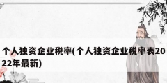 個人獨(dú)資企業(yè)稅率(個人獨(dú)資企業(yè)稅率表2022年最新)