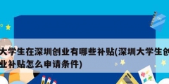 大學(xué)生在深圳創(chuàng)業(yè)有哪些補(bǔ)貼(深圳大學(xué)生創(chuàng)業(yè)補(bǔ)貼怎么申請條件)