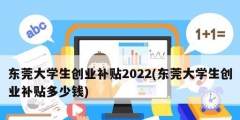 東莞大學生創(chuàng)業(yè)補貼2022(東莞大學生創(chuàng)業(yè)補貼多少錢)